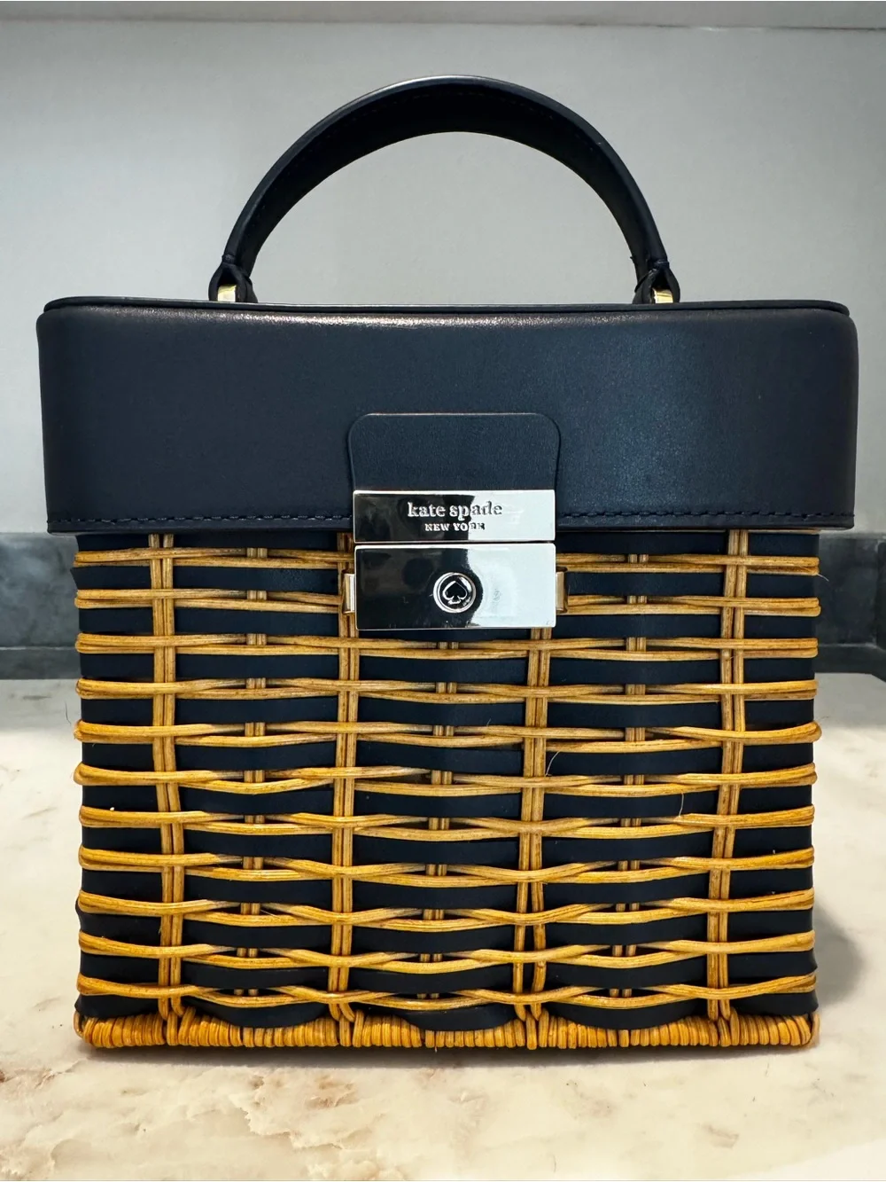 KATE SPADE Small Voyage Wicker Top-Handle Crossbody Bag